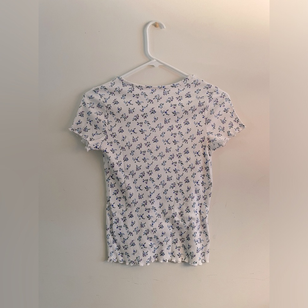 Short Sleeve Floral T-Shirt with button up.